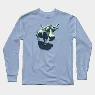 Vintage classic retro cow in field Long Sleeve T-Shirt